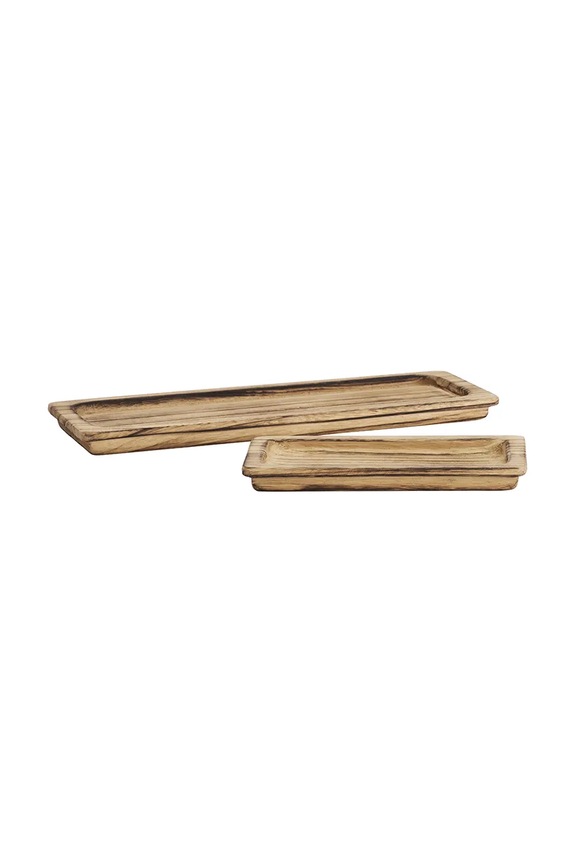 Madam Stoltz zestaw tac dekoracyjnych 30 x 15 x 3 / 18 x 50 x 3 cm 2-pack beżowy 240203B.12E