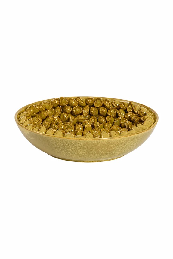 Light & Living bol de servire pentru fructe din ceramică siliconată 43 x 12 cm galben 6361369