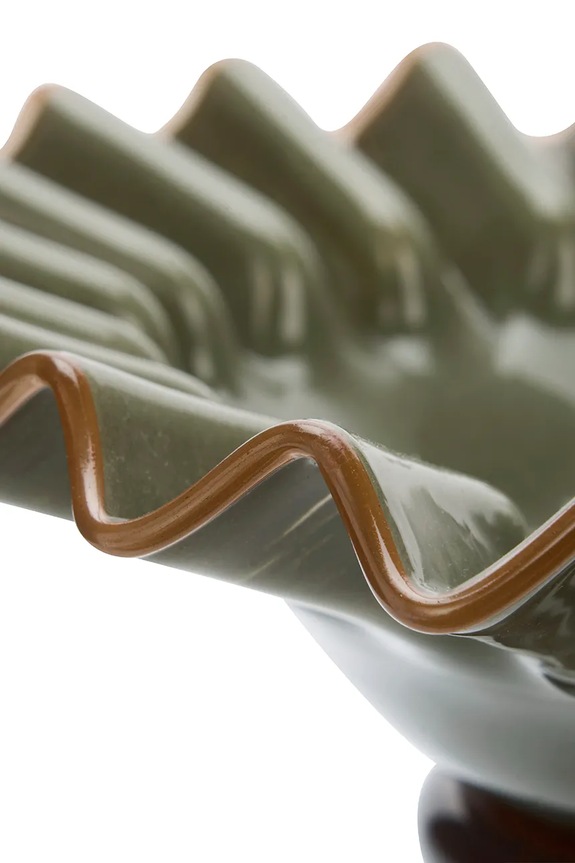 Madam Stoltz μεγάλο μπολ για φρούτα από χρωματισμένο γυαλί 23 x 8 cm 2411634.GB πράσινο AA00