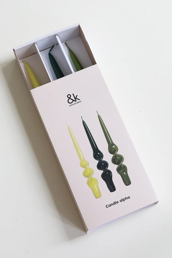 &k amsterdam zestaw świec alpha greens set 3-pack 1095.01 multicolor AA00