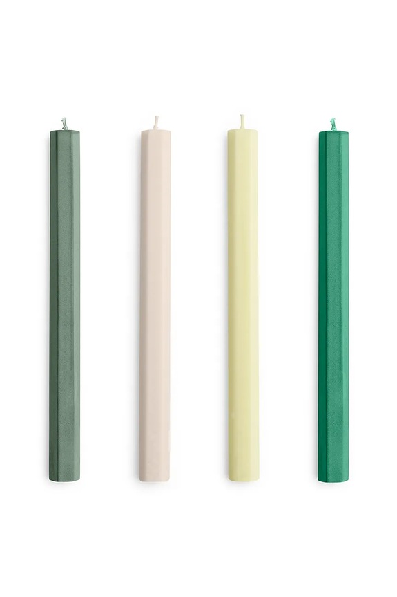 HAY set de lumânări Hexagon Candle 2,2 x 24 cm 4-pack verde AE730.F444