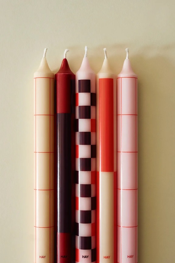 Sada svíček HAY Pattern Candle 2,2 x 24 cm 4-pack AB361.F430 růžová AA00