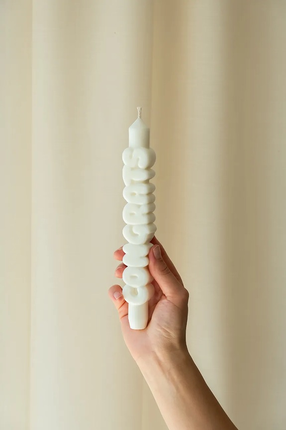 Διακοσμητικό κερί CandleHand Congrats 23 cm tp.con.white λευκό AA00