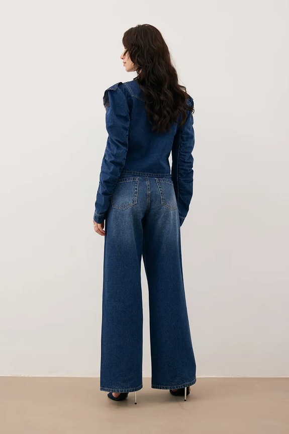 Îmbrăcăminte BIZUU blugi wide leg pentru femei LEYLA LEYLA.GRANATOWY bleumarin