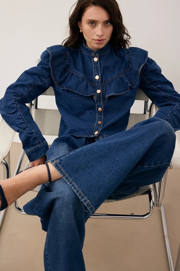 BIZUU blugi wide leg pentru femei LEYLA bleumarin LEYLA.GRANATOWY