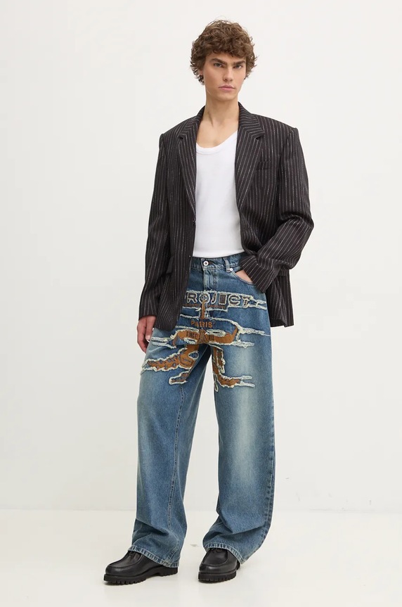 Дрехи Дънки Y/Project EVERGREEN PARIS' BEST PATCH JEANS 207PA005 син