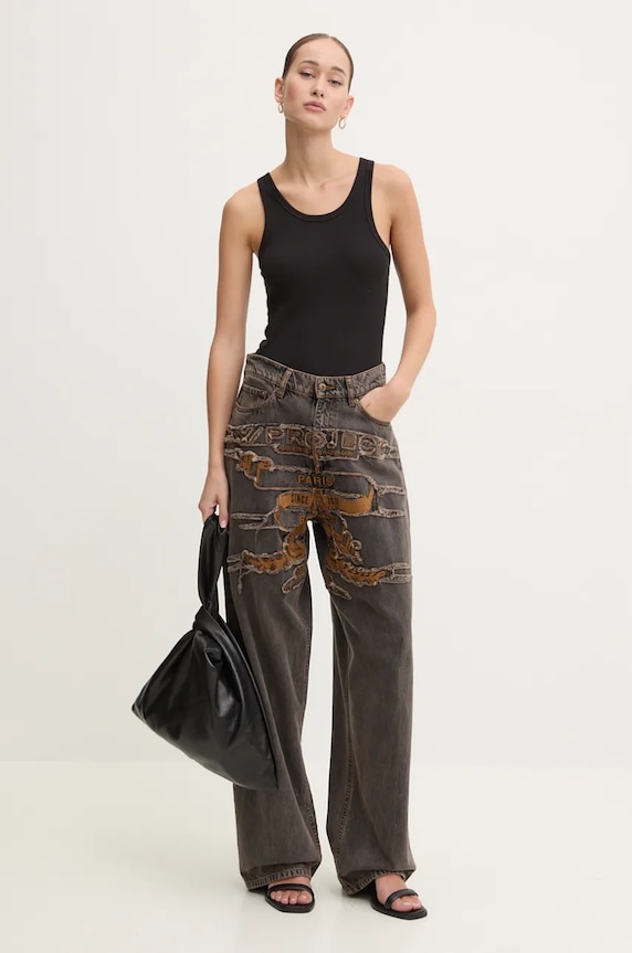 Τζιν παντελόνι Y/Project EVERGREEN PARIS' BEST PATCH JEANS 207PA005 γκρί