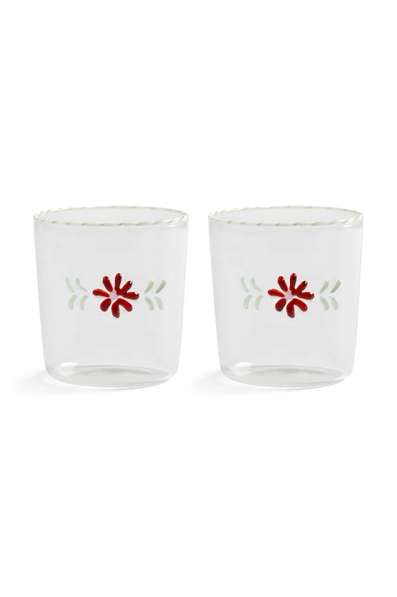 &k amsterdam set de pahare flora red 300 ml 2-pack transparent 361.02