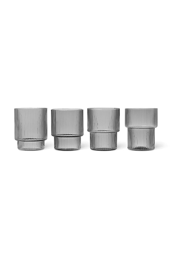 Set čaša ferm LIVING Ripple 200 ml 4-pack siva 100127112