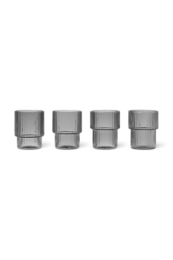 Set čaša ferm LIVING Ripple 60 ml 4-pack siva 100478112