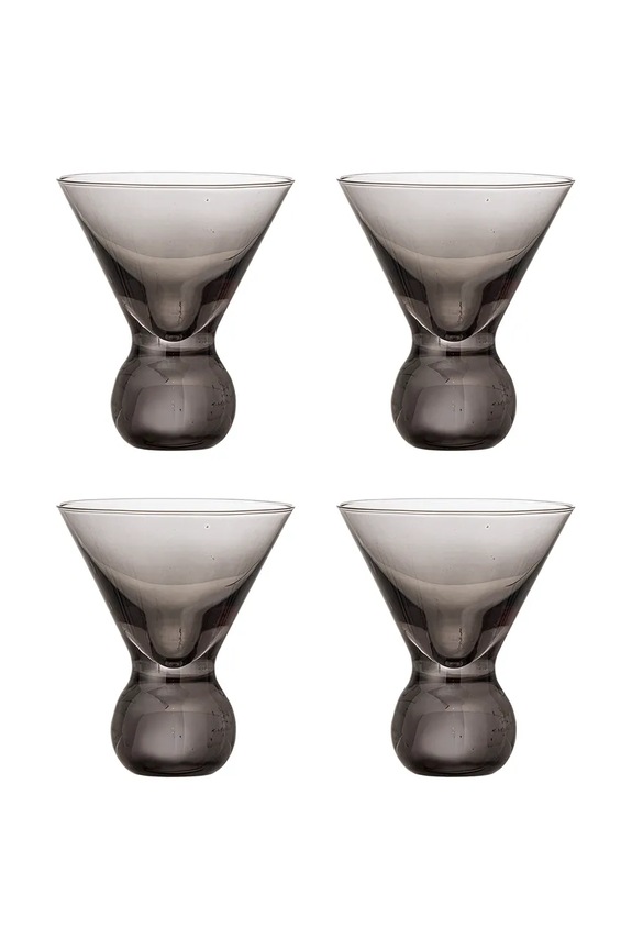 Bloomingville zestaw kieliszków do kaktajli Corliss 165 ml 4-pack szary 82072450