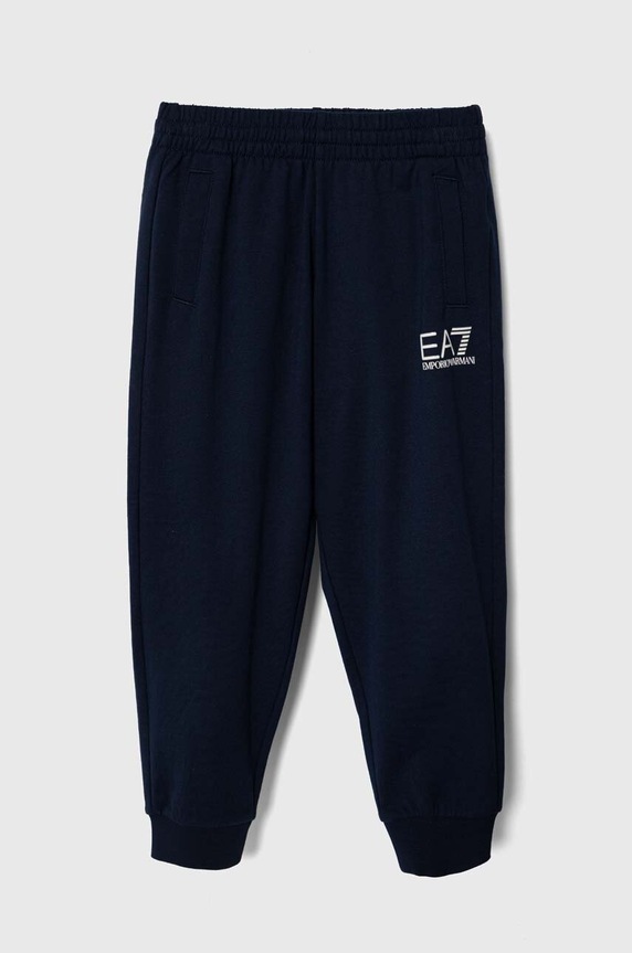 EA7 Emporio Armani gyerek pamut melegítőnadrág sima sötétkék 8NBP51.BJ05Z
