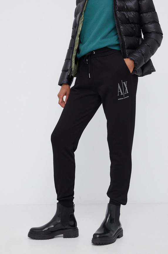 Kalhoty Armani Exchange pletenina černá 8NYPDX.YJ68Z.NOS