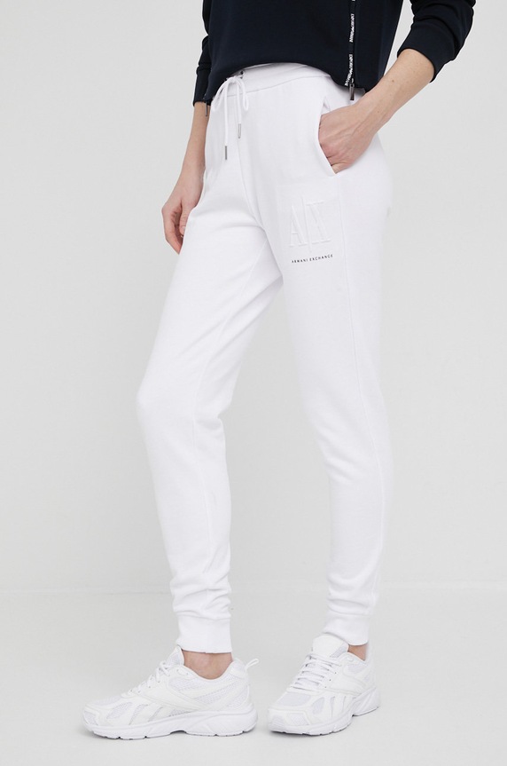 Armani Exchange spodnie bawełna biały 8NYPFX.YJ68Z.NOS