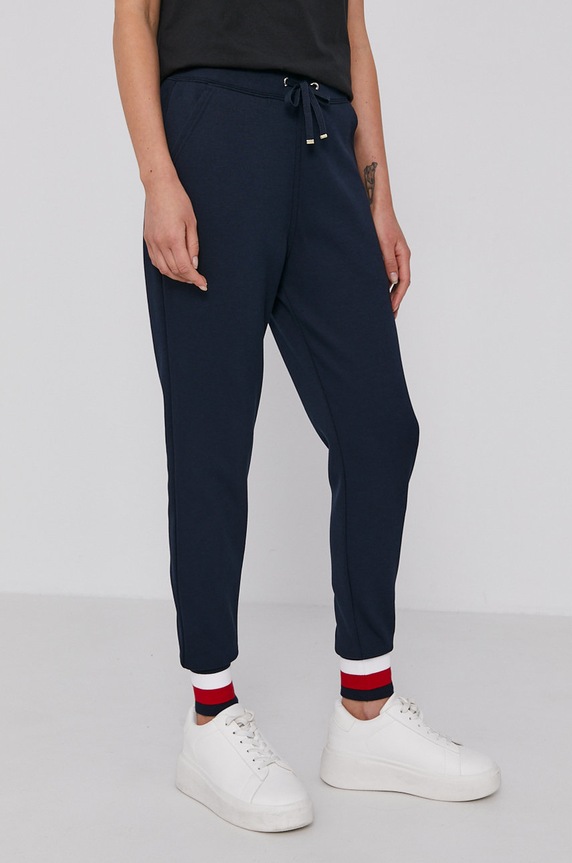 Παντελόνι Tommy Hilfiger πλεκτό ύφασμα σκούρο μπλε WW0WW24970.NOS