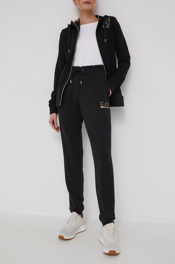 Donji dio trenirke EA7 Emporio Armani print crna 8NTP66.TJ9RZ