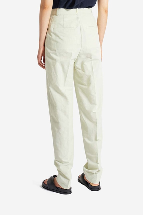Wood Wood pantaloni in lino misto Courtney Mini Stripe Trousers 12211600.5291 verde AA00