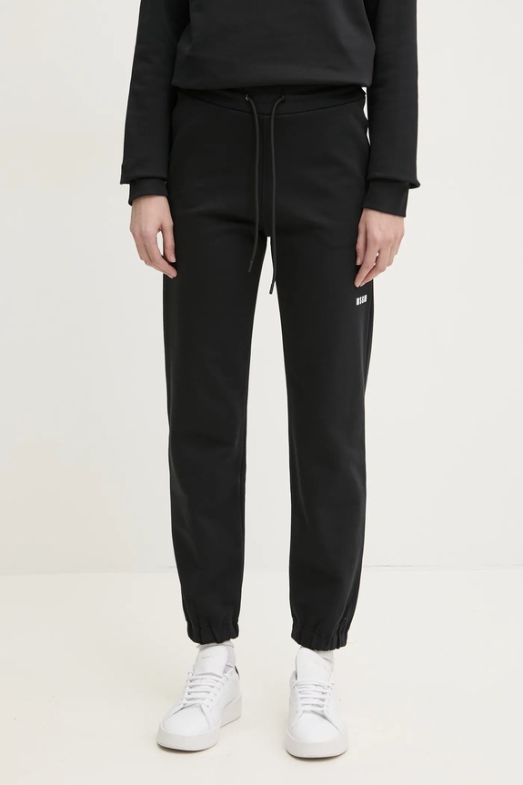 MSGM pantaloni della tuta di cotone maglia nero 2000MDP500.300000