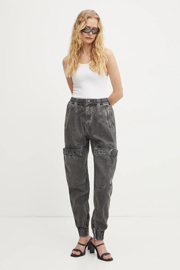 Diesel pantaloni de bumbac P-RIDE-Q3 TROUSERS A17383.0NJBP gri AA00