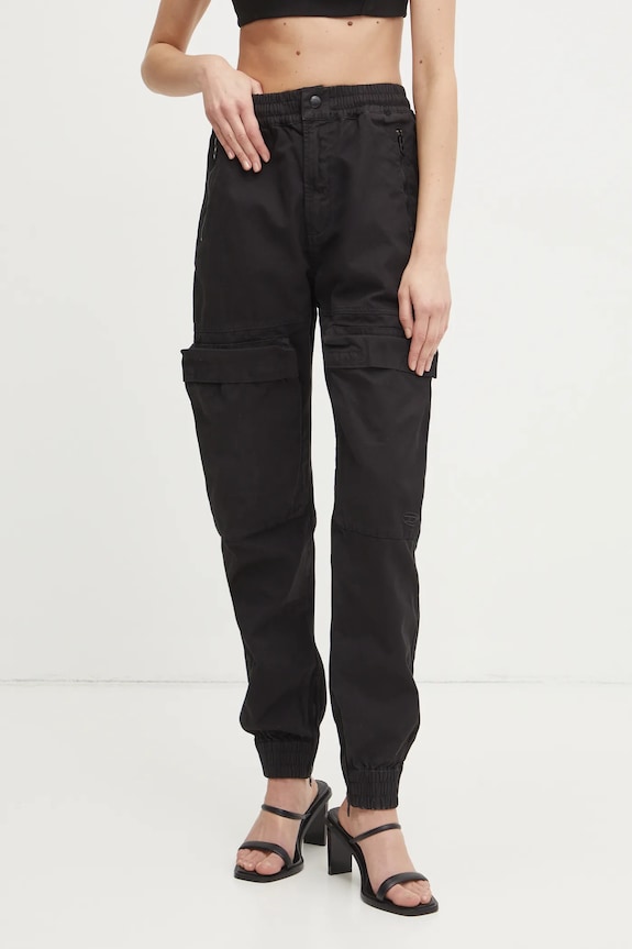 Bavlnené nohavice Diesel P-RIDE-Q3 TROUSERS bavlna čierna A17383.0NJBP