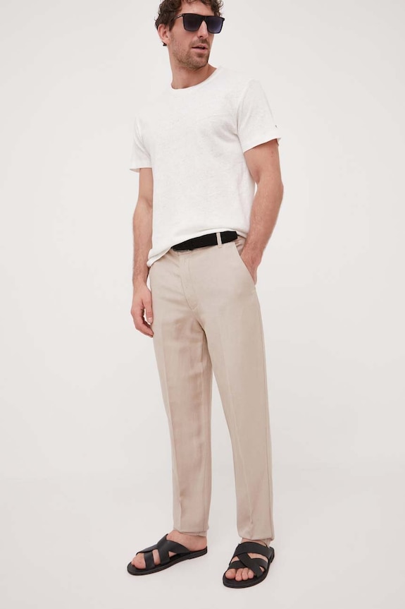 Armani Exchange pantaloni din in drept bej 8NZP15.ZNFNZ.NOS