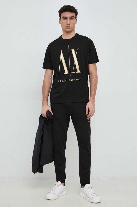 Armani Exchange pamut melegítőnadrág 8NZPPQ.ZJ1ZZ.NOS fekete AA00