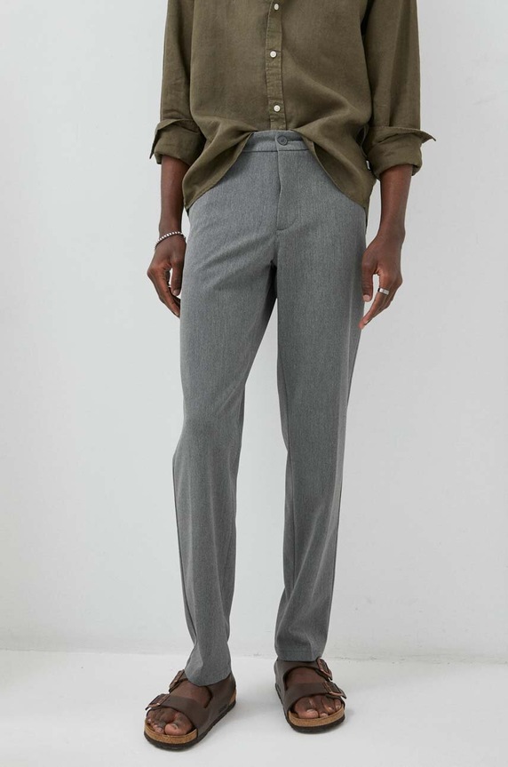 Les Deux pantaloni drept gri LDM510070