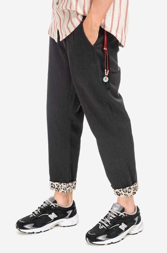 CLOT cotton trousers Clot Roll Up Chino CLPTS50005-BLACK CLPTS50005.BLACK