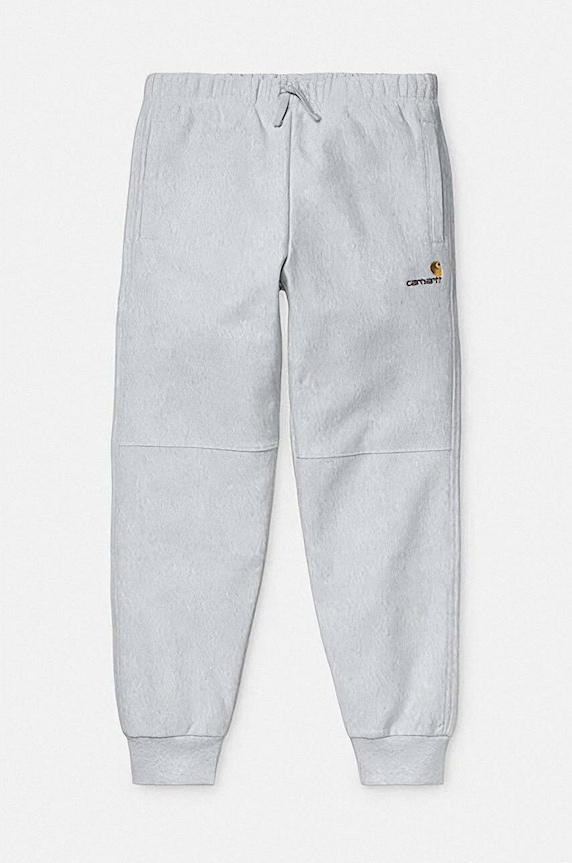 Дрехи Спортен панталон Carhartt WIP American Script I027042.ASH.HEATHE сив