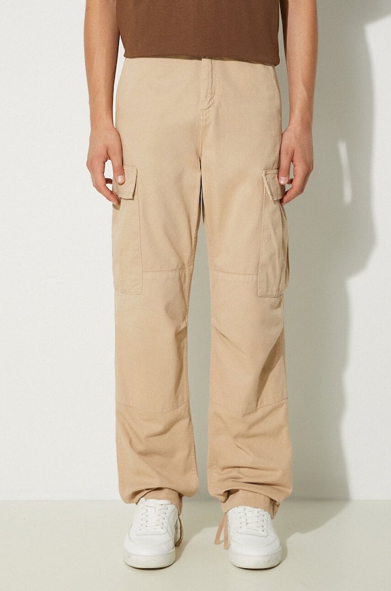 Бавовняні штани Carhartt WIP гладкий коричневий I030475.WALL