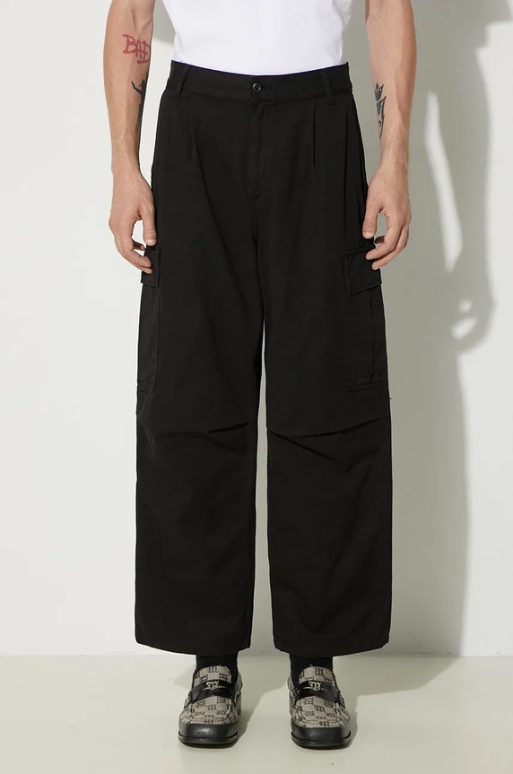 Carhartt WIP spodnie bawełniane Cole Cargo Pant gładkie czarny I031218