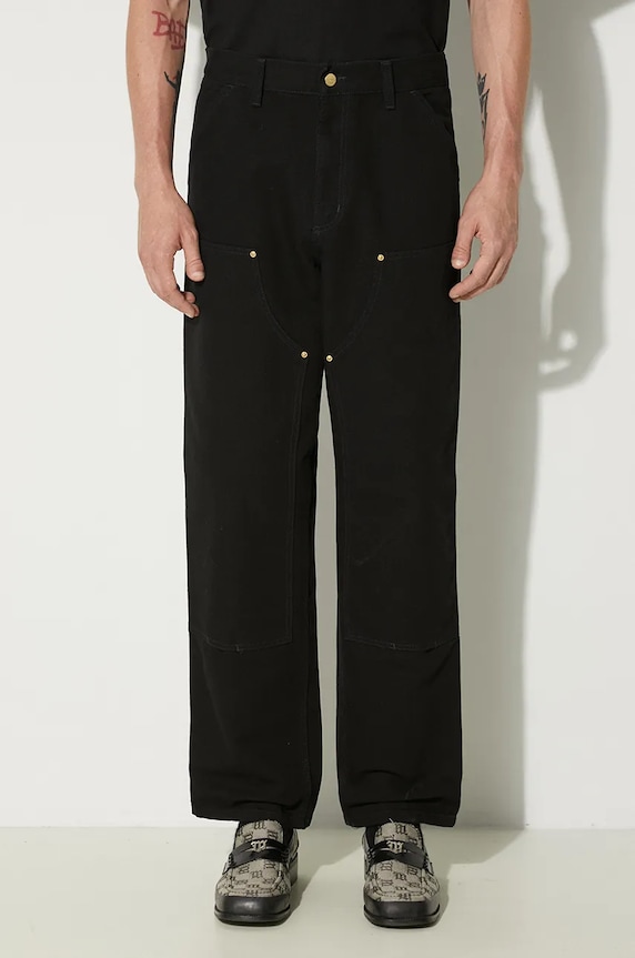 Carhartt WIP cotton trousers Double Knee Pant plain black I031501