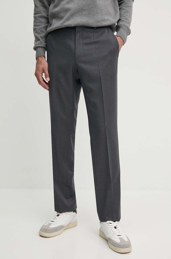 Vunene hlače BOSS Planet friendly siva 50469183