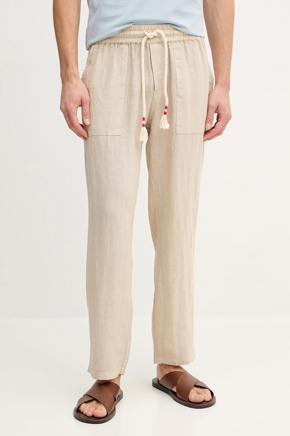 MC2 Saint Barth spodnie lniane tkanina beżowy CAA0001