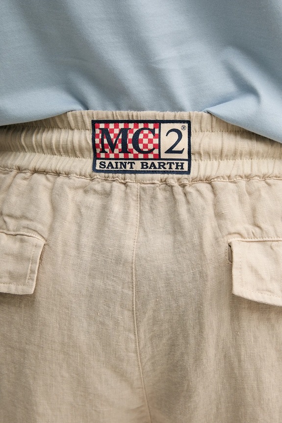 MC2 Saint Barth spodnie lniane beżowy CAA0001