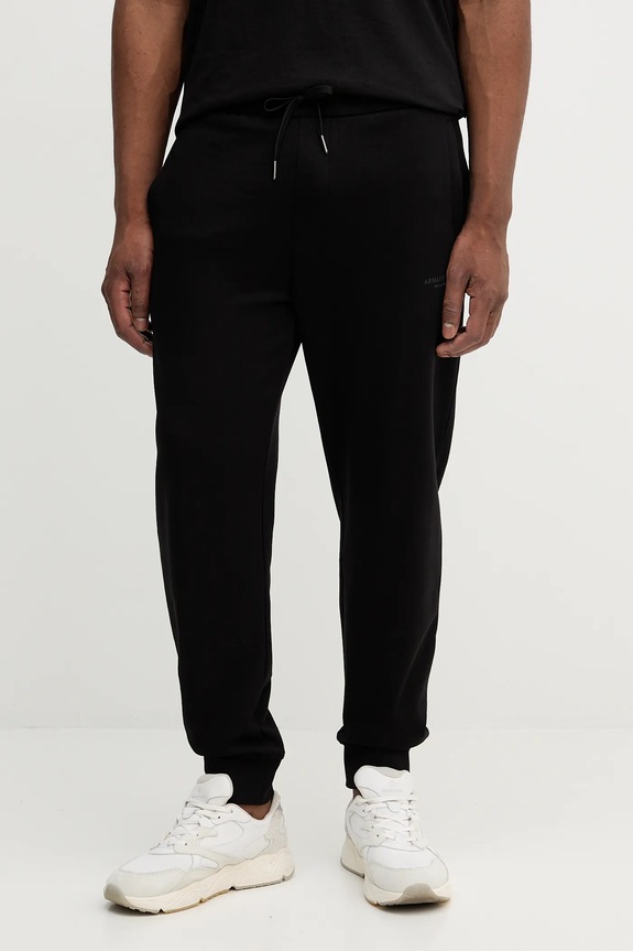 Бавовняні спортивні штани Armani Exchange бавовна чорний XM001299.AF20934.NOS