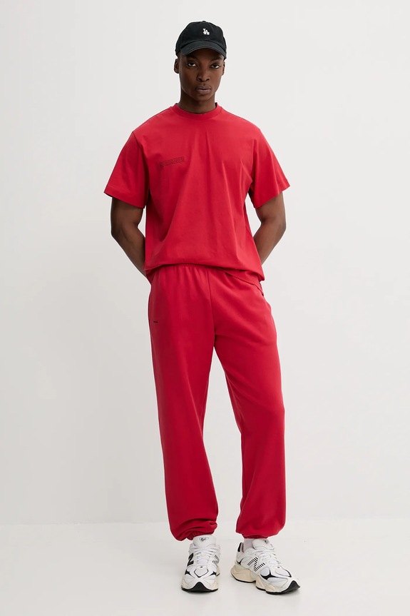 Pangaia pantaloni tuta di cotone rosso 10000295