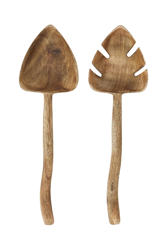 Madam Stoltz set pribora za jelo za salatu od mangovog drveta 31 cm smeđa MSD20S.16