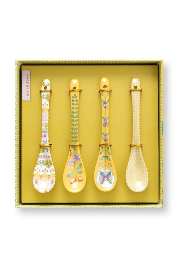 Pip Studio zestaw łyżeczek z porcelany 13 cm żółty 51060029