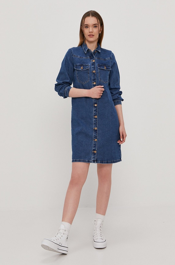 Pieces Sukienka jeansowa 17111319 niebieski AA00