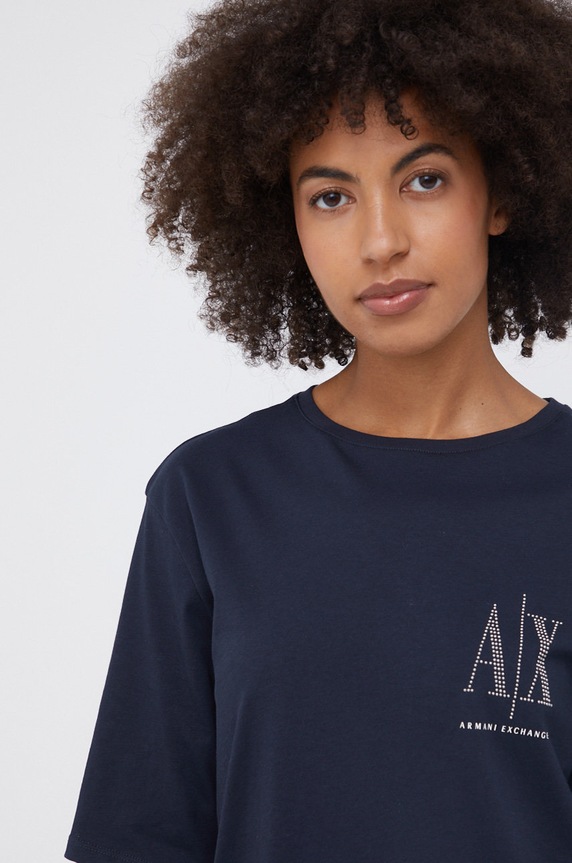 Armani Exchange - Sukienka bawełniana granatowy 8NYADX.YJG3Z.NOS