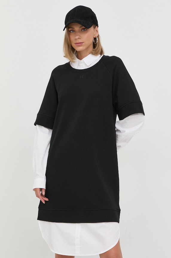Karl Lagerfeld rochie din bumbac fixat negru 225W1353