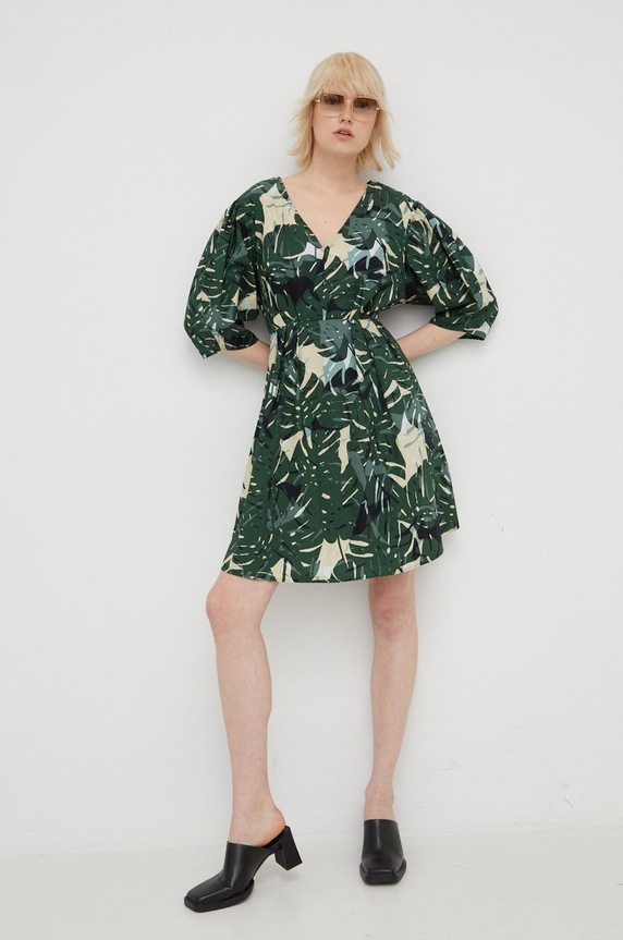 Bombažna obleka Marc O'Polo Mini zelena M06080321009