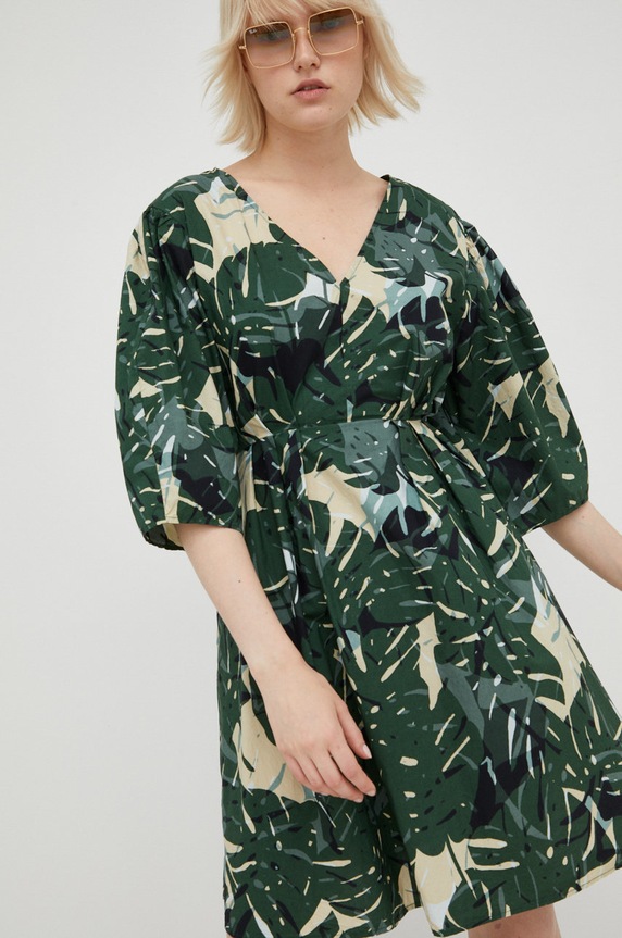 Bombažna obleka Marc O'Polo M06080321009 zelena AA00