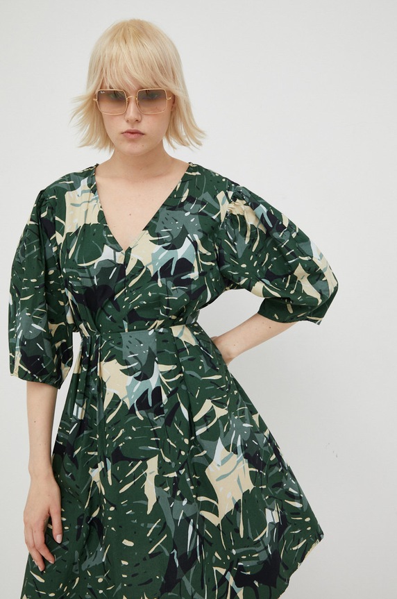 Bombažna obleka Marc O'Polo zelena M06080321009