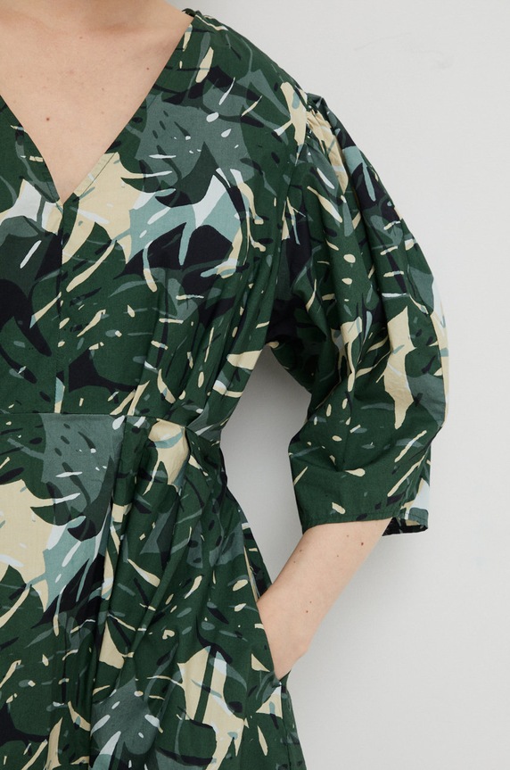 Bombažna obleka Marc O'Polo M06080321009 zelena