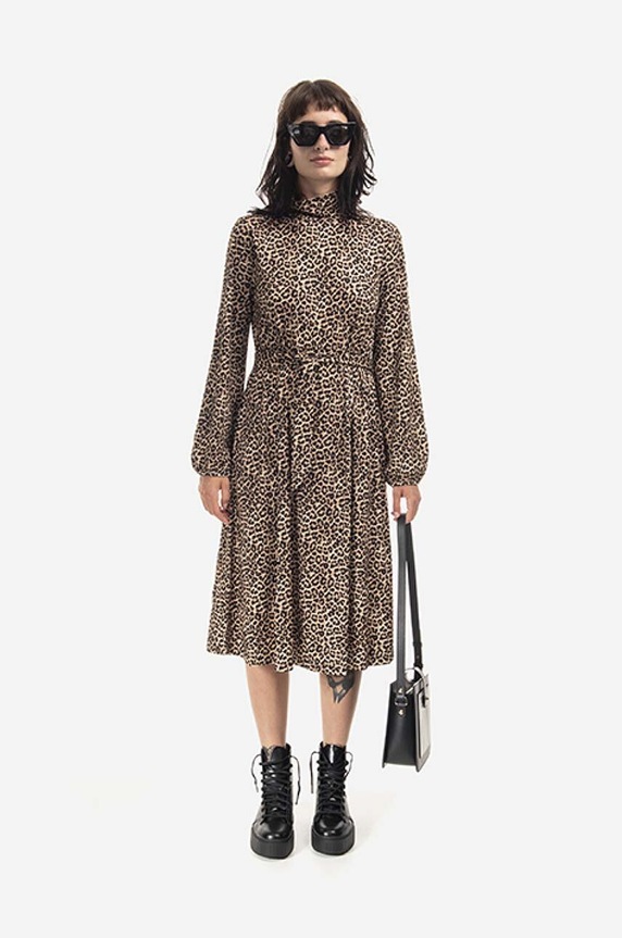 A.P.C. sukienka midi brązowy LYAAR.F05988