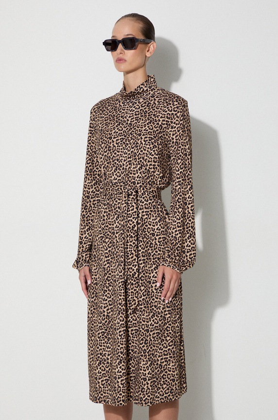 Šaty A.P.C. Robe Dorethea LYAAR-F05988 BLACK/WHITE hnědá LYAAR.F05988