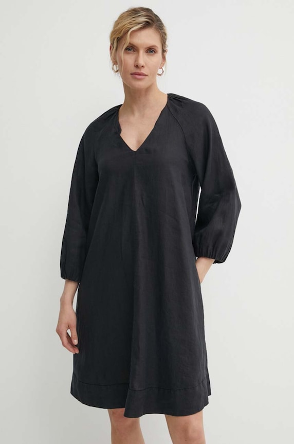 Marc O'Polo rochie din in mini negru M04130521123