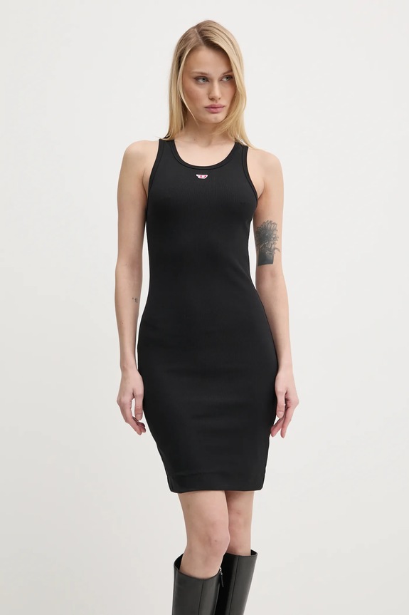 Diesel vestito D-TANK-LONG-D DRESS applique nero A15041.0EJAI